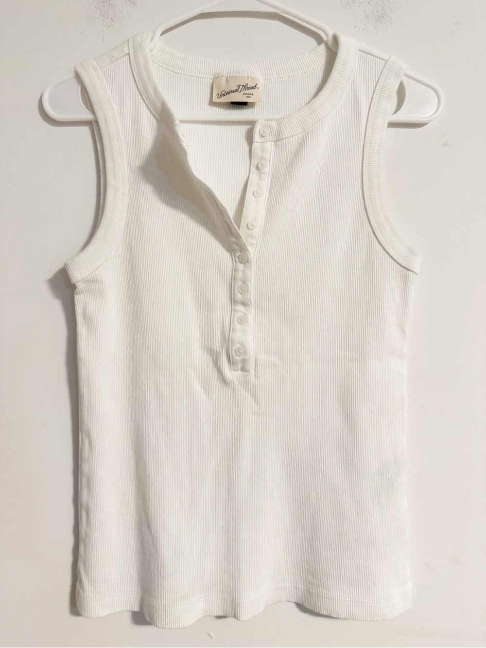 Universal Thread White Ribbed Sleeveless Polo Top XL Tank Stretch